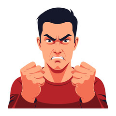 Explosive Rage: A striking vector illustration of an enraged individual, clenched fists, conveying raw emotion and internal turmoil. 