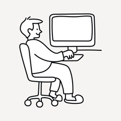 Doodle man working illustration vector