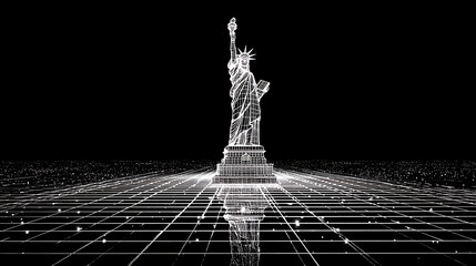 statue of liberty on black