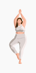 Woman yoga tree pose vector
