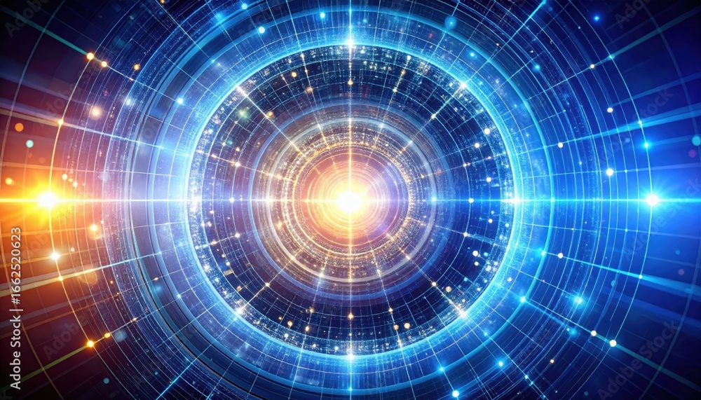 Aufkleber a vivid abstract representation of light and energy, featuring concentric circles and radiant beams 