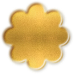 Gold eight-petal flower symbol, metallic decorative glossy abstract design
