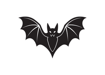 Flying Bat Silhouette Black Vector Illustration for Halloween Design.