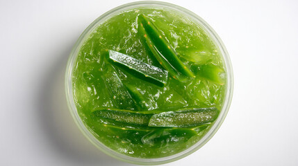 Obraz premium Green Herbal Scrub in a Clear Container