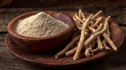 Ashwagandha Powder and Root: Ayurvedic Herbal Medicine
