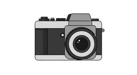 Fototapeta premium Classic vintage camera illustration in a simple monochrome style. An isolated icon representing the art of photography and capturing memories