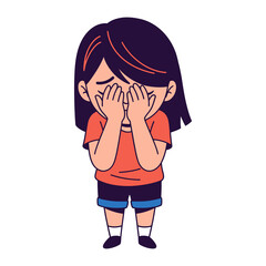 Hidden Tears: A cartoon depiction of a little girl covering her face with her hands, suggesting feelings of sadness, grief, or introspection.