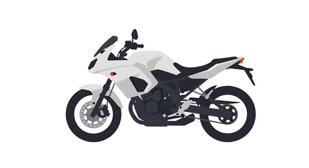 Obraz premium Side profile view of a modern white sport touring motorcycle. Vector illustration of a road bike isolated on a white background