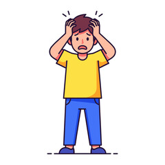 Overwhelmed Illustration: A person is captured in a moment of overwhelming stress and worry, expressing intense feelings of anxiety and pressure with striking clarity.