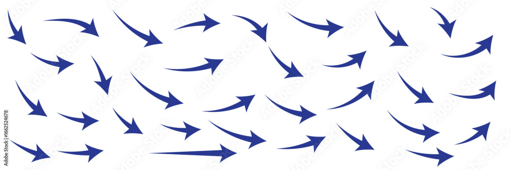 Poster hand drawn line arrows icons set collection. arrow vector elements hand drawn arrows brush stroke cu