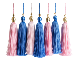 Modern style alternating pink and blue tassels