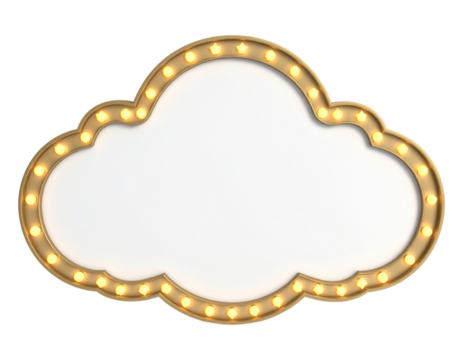 3D cloud marquee light with star shaped bulbs, soft glow