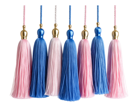 Modern style alternating pink and blue tassels