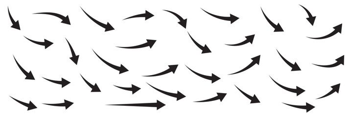 Hand drawn line arrows icons set collection. Arrow vector elements hand drawn arrows brush stroke curly arrow collection. vector eps 10