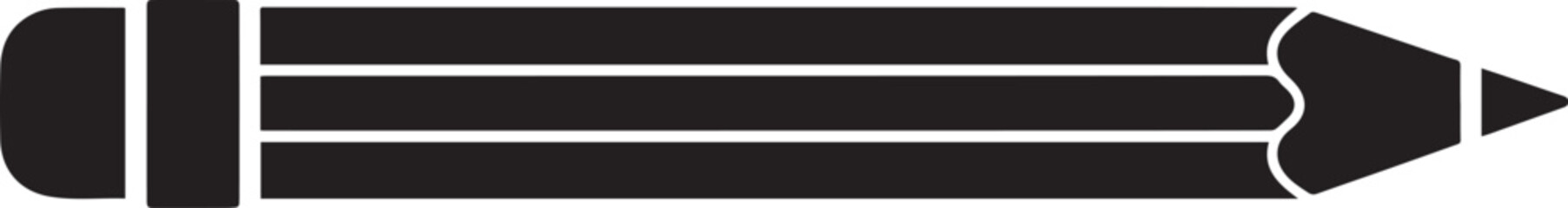 Obraz premium Stylized black pencil icon with a sharpened graphite tip and eraser