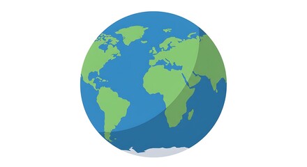 Obraz premium A simple flat vector illustration of the planet Earth globe showing continents and oceans, isolated on a white background for global and environmental concepts