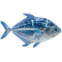 Translucent Blue Fish with Neon Dots Aquatic Life