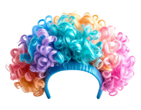 A 3D pastel clown wig headband with soft plush curls