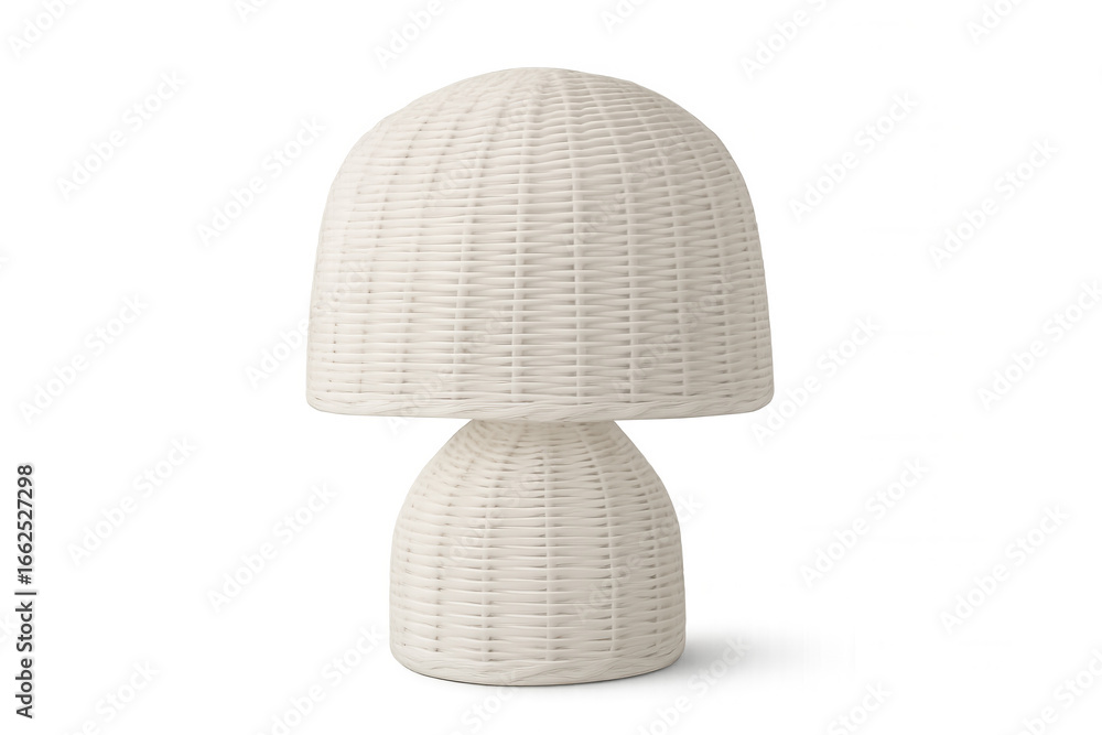 Poster stylish white wicker table lamp adding a touch of elegance to interior design, isolated on transpare
