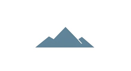 Minimalist vector illustration of a serene mountain range, featuring three abstract peaks in a calming blue-grey hue against a clean white background, ideal for modern design concepts