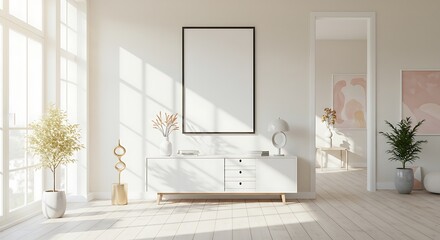 Minimalist Modern Living Room with Natural Light and Warm Tones