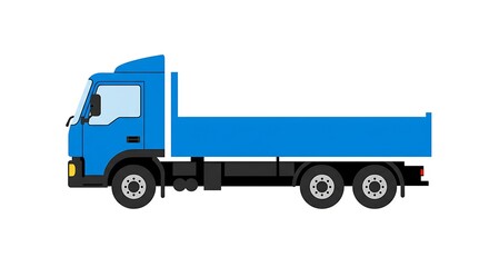 Blue Flatbed Truck Illustration Simple Design for Logistics and Transportation