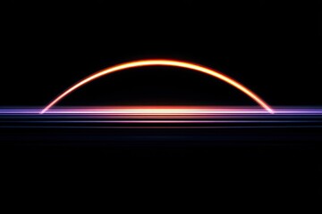 Abstract, luminous arc over a horizon of streaks