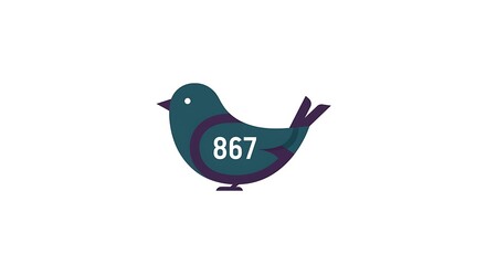 Simple Bird Illustration with Number 867 - Minimalist Design