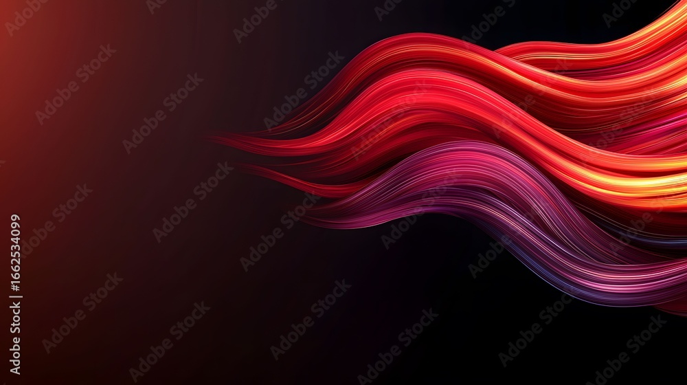 Aufkleber the image features flowing, layered streams of red, pink, and orange that create a dynamic wave-like