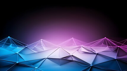 The image features a geometric, low-poly style design fading from blue to pink, with connecting lines and nodes that give it a techy, futuristic, and abstract look.