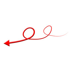 Red curve arrow icon on transparent background. flat style. arrow icon for your web site design, logo, app, UI. smooth, modern design, pointer indicating direction or movement. vector icon