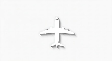 Fototapeta premium White Airplane Silhouette on a Clean White Background Minimalist Aviation Concept
