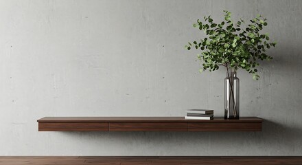 Modern Wall-Mounted Shelf with Eucalyptus Arrangement