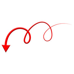 Red curve arrow icon on transparent background. flat style. arrow icon for your web site design, logo, app, UI. smooth, modern design, pointer indicating direction or movement. vector icon