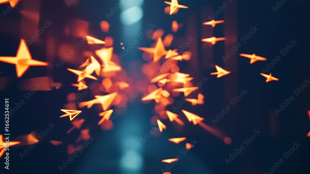 Poster abstract representation of glowing stars in a dark corridor, creating a magical atmosphere
