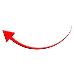 Red curve arrow icon on transparent background. flat style. arrow icon for your web site design, logo, app, UI. smooth, modern design, pointer indicating direction or movement. vector icon