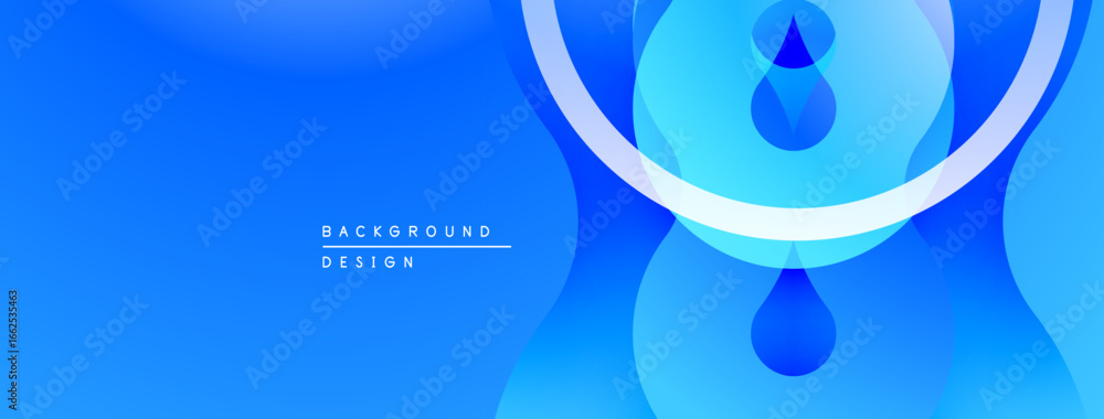Poster abstract blue background. overlapping shapes create fluid, modern design. subtle gradients enhance v