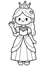 Cute Princess Waving Coloring Page