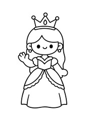 Kawaii Princess Greeting Line Art