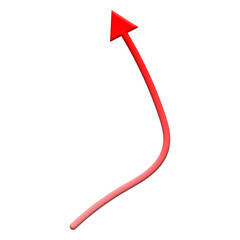 Red curve arrow icon on transparent background. flat style. arrow icon for your web site design, logo, app, UI. smooth, modern design, pointer indicating direction or movement. vector icon