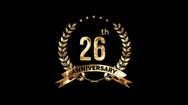 26th Anniversary Celebration. Golden 26 Year Anniversary Animation