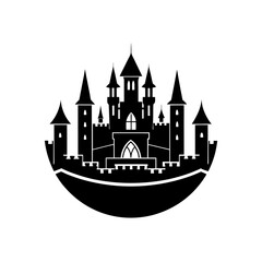 Obraz premium castle town skyline silhouette vector design
