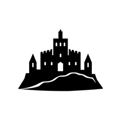 Obraz premium old crusader castle silhouette black icon