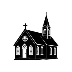 old church silhouette simple vector