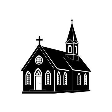 old church silhouette simple vector