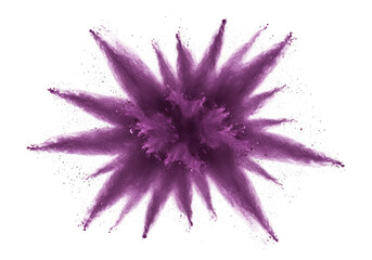 Obraz premium Purple powder explosion isolated on transparent background