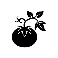 vector silhouette of a cartoon tomato on the vine 