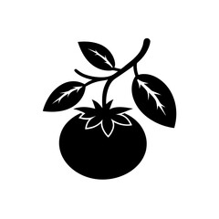 vector silhouette of a cartoon tomato on the vine 