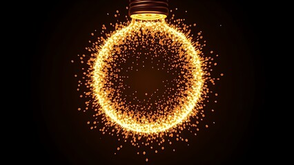 Glowing particles forming a light bulb shape against a dark background, symbolizing creativity and innovation.