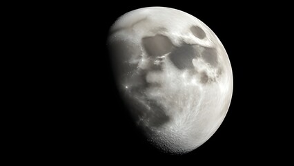 Detailed lunar surface showcasing craters and textures against the darkness of space.